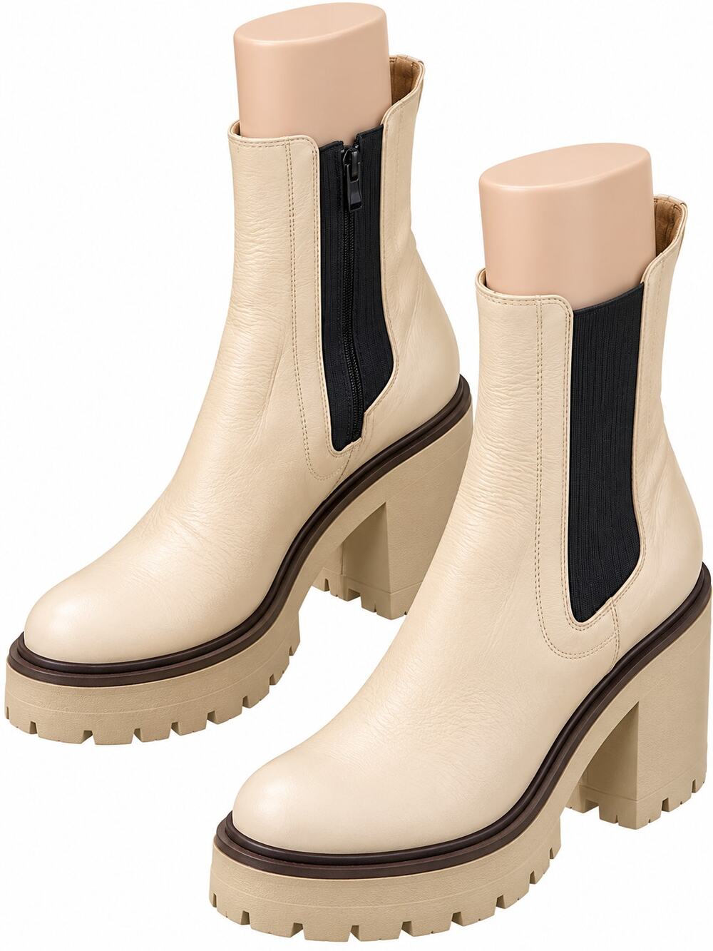 Free People James Chelsea Leather Platform Boots – Cream – EU 36 - Picture 1 of 9